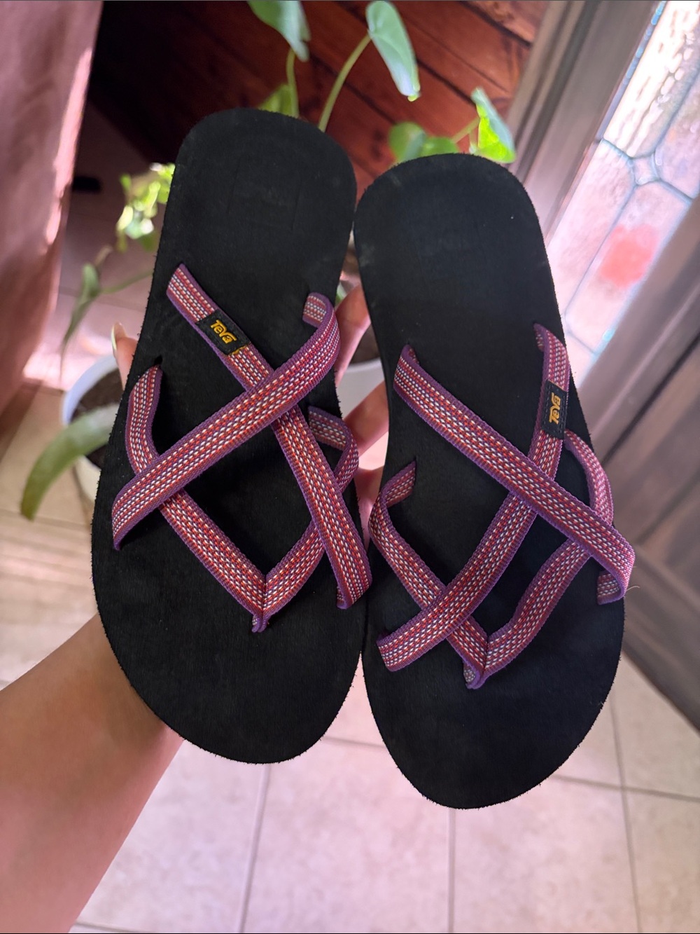 Teva Black Sandals with Purple Straps